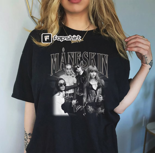 Maneskin Signatures T Shirt, Måneskin Music Band Graphic Tee Shirt, Måneskin 2023 World Tour Tee Shirt, Måneskin Fan Gifts