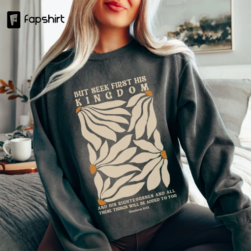 Christian Crewneck Sweatshirt Comfort Colors Sweatshirt Bible Verse Scripture Shirts Worship Faith Retro Floral Christian Apparel