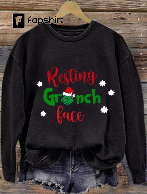 Resting Grinch Face Sweatshirt, Grinch Face Sweatshirt, Grinch Face Christmas Sweatshirt Grinch Face Xmas Hoodie for Woman, Grinch Christmas