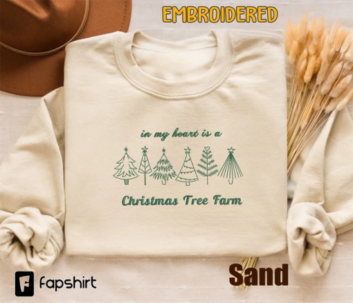 Christmas Tree Farm TS Embroidered Sweatshirt, Christmas Swifties gift crewneck, Christmas Swifties,My heart is a Christmas tree farm 1989