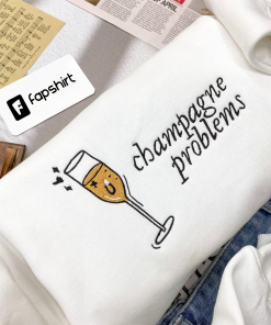 Champagne Problems Ring and Champagne Glass Embroidered…