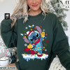 Disney Lilo and Stitch Santa Stitch Christmas Lights Shirt, Disneyland Christmas Holiday Gift, Disney World Tee, Christmas Squad Sweater