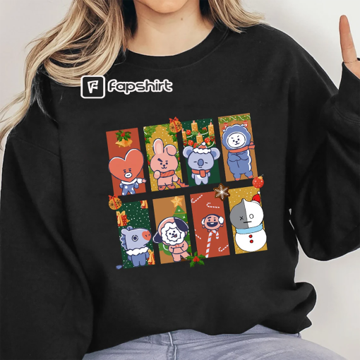 Christmas Bt21 Sweatshirt, Bts Xmas Hoodie, Bangtan Merch, Gift for Army, Christmas Kpop fan shirt, BTS BT21 Christmas 2023 T-shirt