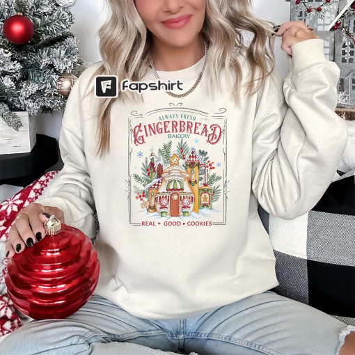 Gingerbread Bakery Sweatshirt, Retro Christmas Cookie Sweater, Merry Christmas, Funny Christmas Shirt, Christmas Gingerbread Crewneck