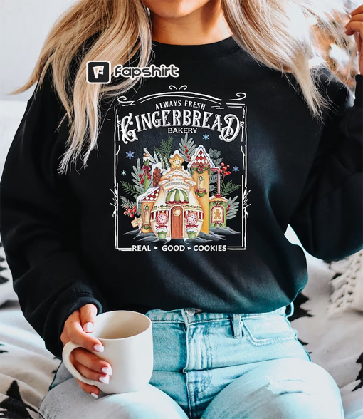 Gingerbread Bakery Sweatshirt, Retro Christmas Cookie Sweater, Merry Christmas, Funny Christmas Shirt, Christmas Gingerbread Crewneck