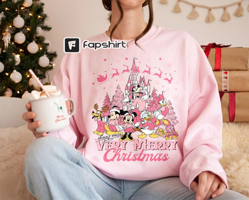 Vintage Mickey’s Very Merry Christmas Party 2023 Sweatshirts, Disney Mickey and Friends Christmas Sweatshirt, Disney Christmas Pink Tree Tee