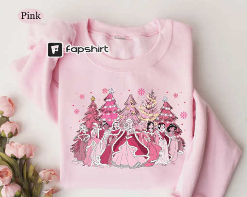 Disney Princess Christmas Sweatshirt, Princess Xmas Hoodie, Pink Christmas Princess Shirt, Disney Christmas Sweatshirt, Cinderella Christmas