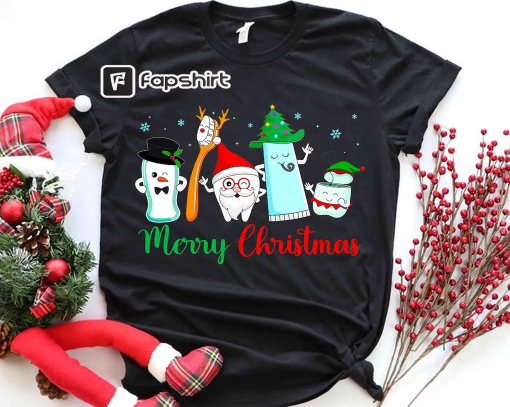 Funny Christmas Teeth T-Shirt, Dentist Shirt, Christmas Gift For Dentist, Xmas Pediatric Dentist Top, Dental Hygiene, Dentist Life Clothing