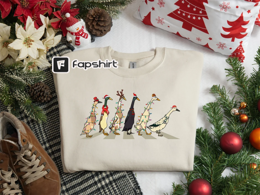 Ducks Christmas Light Sweatshirt, Santa Ducks Merry Christmas Shirt, Duck Lover, Funny Duck Christmas Sweatshirt, Christmas Gifts,Xmas Shirt