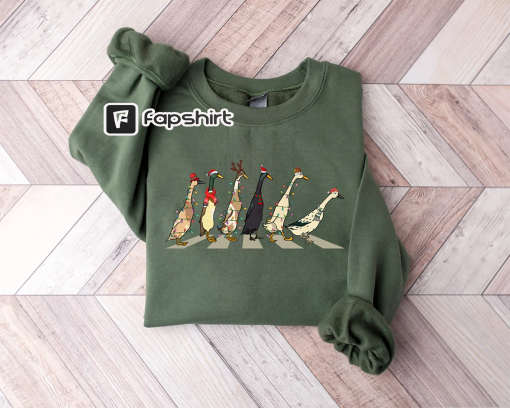 Ducks Christmas Light Sweatshirt, Santa Ducks Merry Christmas Shirt, Duck Lover, Funny Duck Christmas Sweatshirt, Christmas Gifts,Xmas Shirt