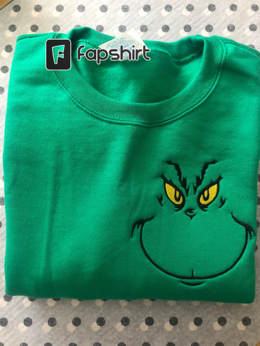 Grinch Face Crewneck, Christmas Sweatshirt, Grinch Smile, Fall, Sweatshirt, Pullover, Autumn, Cozy Clothing