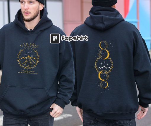 Velaris & Night Court Tattoo 2-sided ACOTAR special hoodie, Feyre’s spine tattoo on the back with Night Court’s 6-point stars on the front