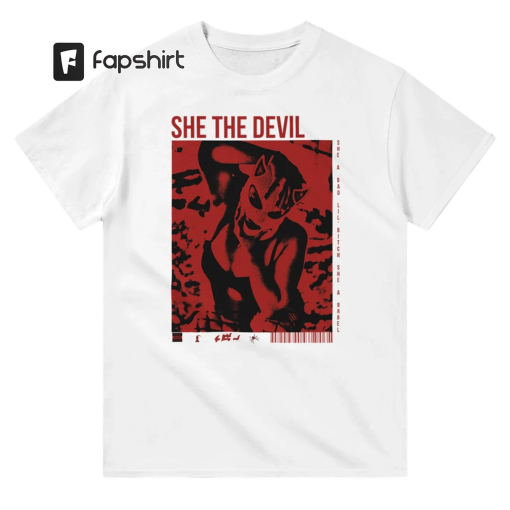 She the devil shirt unisex womens streetwear tee, Paint the town red style shirt – Doja cat shirt, Baddie tee, Baddie shirt, Trendy tee