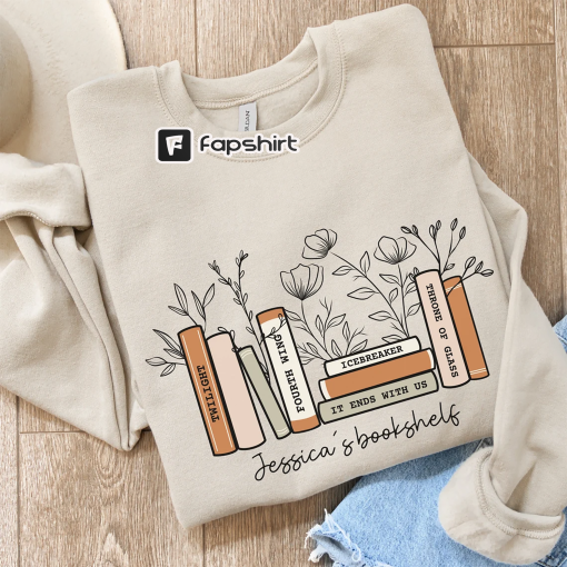 Custom Bookshelf Sweatshirt, Book Lover Crewneck, Personalized Book Shirt, Gift for Bookish Reader, Book Club Sweatshirt, Gift for Reader