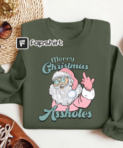 Merry Christmas Assholes Santa Sweater, Dirty Humor…