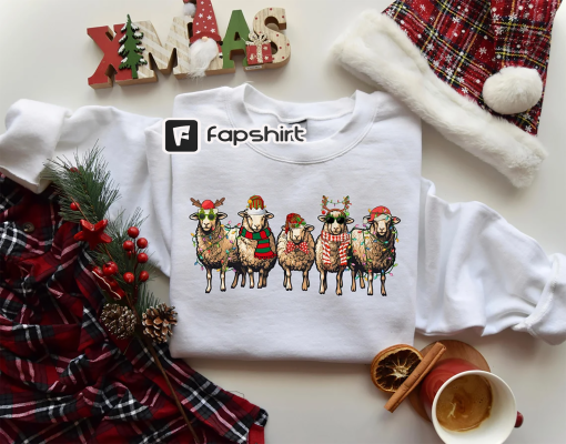 Sheep Christmas Light Sweatshirt, Christmas Sheeps Sweater, Funny Farm Animal Xmas Shirt, Sheep Lover Christmas T-shirt, Christmas Gifts