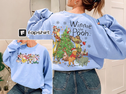 Winnie The Pooh Christmas Tree Sweatshirt, The Most Wonderful Time Of The Year Winnie The Pooh Christmas Lights Sweatshirt, Disneyland Xmas