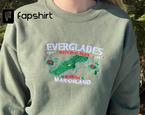 Everglades National Park Embroidered Sweatshirt Crewneck, Embroidery Clothing, Gator, Florida, Aesthetic, Miami, Travel, Embroider Sweater