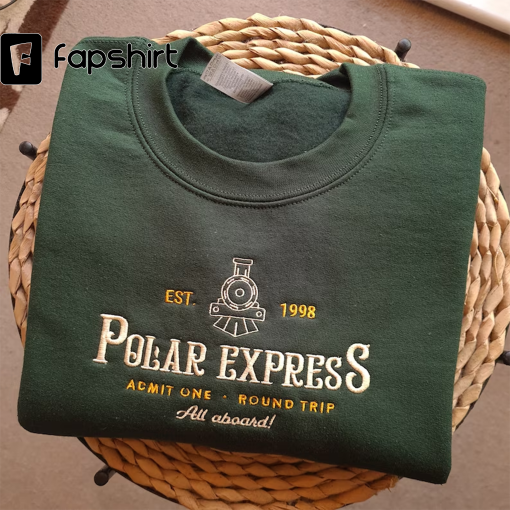 Polar Express Christmas Embroidered Sweatshirt, Christmas embroidery Sweatshirt, Polar Express Crewneck, Vintage Christmas Crewneck