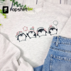 Embroidered Christmas Sweatshirt | Cute Penguins Sweatshirt | Christmas Penguin Sweater | Penguin In Santa Hat | Penguin Christmas Shirt