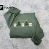 Embroidered Christmas Dog Sweatshirt Embroidered Beagle Reindeer Santa Dog Christmas Crewneck Women Christmas Sweatshirt Ugly Christmas