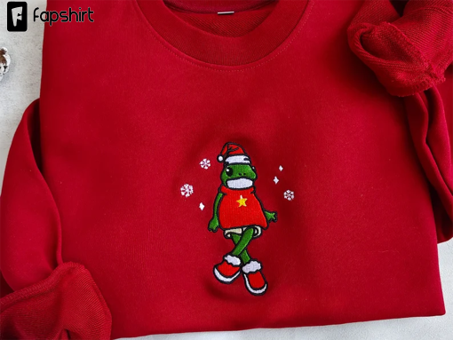 Embroidered Christmas Frog Sweatshirt,Christmas Sweater,Frog Hoodie,Frog Christmas Sweater, Frog Lover Gift,Christmas Gift