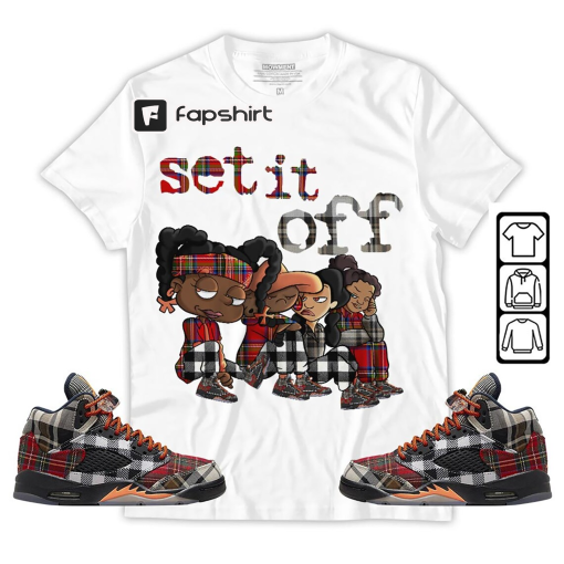 Set It Off Unisex Shirt To Match Sneaker Plaid 5s Tee, AJ 5 Retro Plaid T-Shirt, Hoodie, Sweatshirt