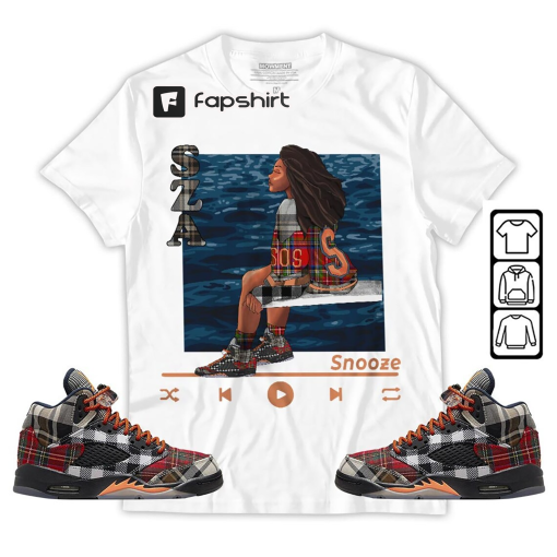 Sza Sos Vintage Unisex Shirt To Match Sneaker Plaid 5s Tee, AJ 5 Retro Plaid T-Shirt, Hoodie, Sweatshirt