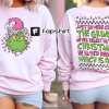 Retro Pink Christmas Double Sided Crewneck Sweatshirt, In My Grich Era Sweatshirts, Grinch Hoodie Sweater, Adult T shirt, Youth Tee