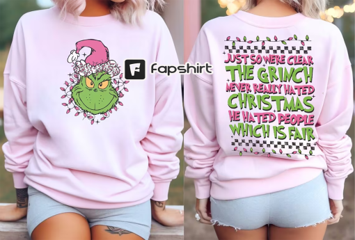 Retro Pink Christmas Double Sided Crewneck Sweatshirt, In My Grich Era Sweatshirts, Grinch Hoodie Sweater, Adult T shirt, Youth Tee