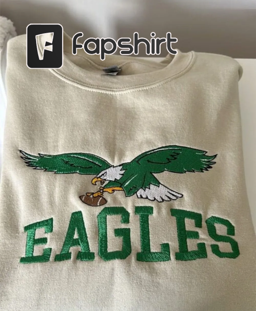 Eagles Crewneck Sweatshirt Tshirt Hoodie Unisex Embroidered Philadelphia Eagles Sweatshirt Vintage Embroidery Eagles Gear Kelly Green Eagles Embroidered Shirts NEW