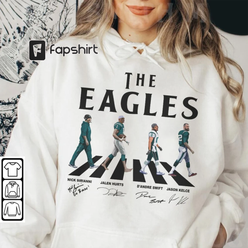 Eagles Walking Abbey Road Signatures Football Shirt, Nick Sirianni, Jalen Hurts, D’Andre Swift, Jason Kelce, Philadelphia Vintage 289 VCT