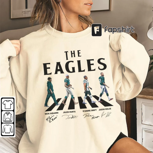 Eagles Walking Abbey Road Signatures Football Shirt, Nick Sirianni, Jalen Hurts, D’Andre Swift, Jason Kelce, Philadelphia Vintage 289 VCT