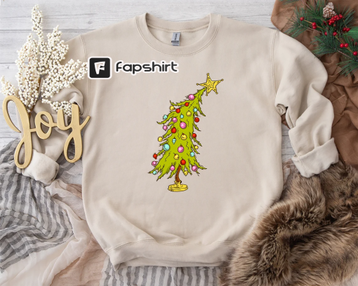 Whimsical Christmas Tree Shirt, Whoville Tree Sweatshirt, Whimsical Grinch Tree, Trendy Christmas Tree Sweatshirt, Grinch Tree, Merry Tshirt