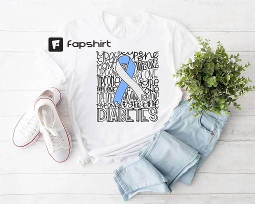 Diabetes Awareness Shirt, Gift For Type 1 Diabetics, Blue Ribbon Shirt, Diabetes Ribbon Gift, Diabetes Shirt For Women, Cute Diabetic Shirt