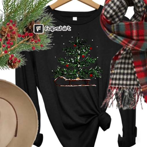 Christmas Sleigh Long sleeve tee ~ holiday long sleeve tee,Women’s Christmas tee,holiday t,long sleeve sweater,winter tree shirt,sleigh tee