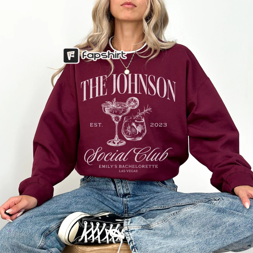 Luxury Bachelorette Merch, Charleston Bachelorette, Custom Name Crewneck Sweatshirt, Social Cocktail Club, Bridal Party Gifts, Wedding