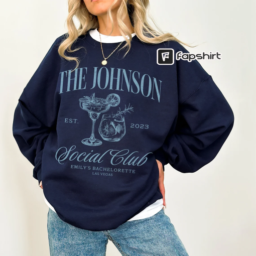 Luxury Bachelorette Merch, Charleston Bachelorette, Custom Name Crewneck Sweatshirt, Social Cocktail Club, Bridal Party Gifts, Wedding