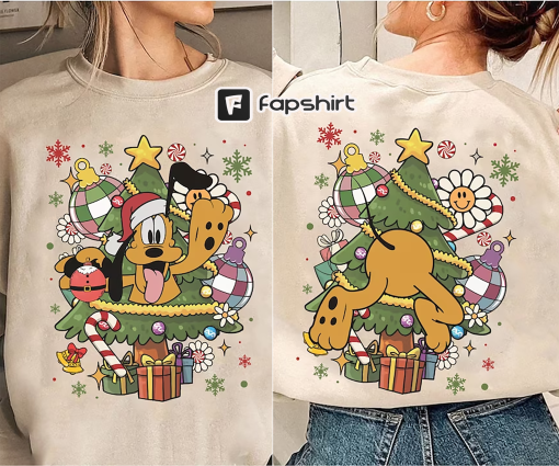 2-sided Vintage Mickey & Friend Christmas Tree Shirt, Disney Christmas Sweatshirt, Disney World Disneyland Christmas Shirt, Christmas Gift