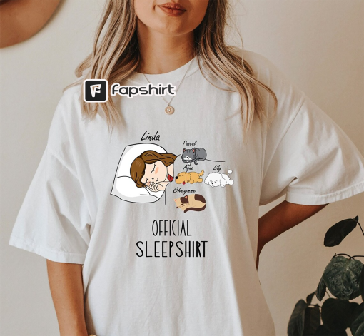 Personalized Official Sleepshirt with cats and dogs, Custom cat lover gift, Cat mom gift, Official Dogs Sleep Shirt, Birthday Gift