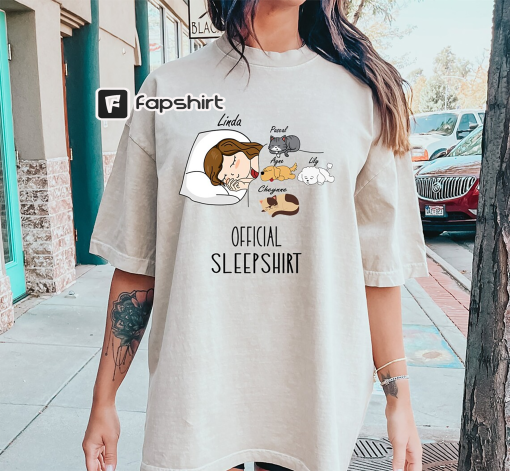 Personalized Official Sleepshirt with cats and dogs, Custom cat lover gift, Cat mom gift, Official Dogs Sleep Shirt, Birthday Gift