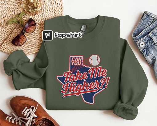 Vintage Texas Ranger Sweatshirt, Vintage Texas Baseball Crewneck Sweatshirt Shirt, Texas Baseball Sweatshirt, Take Me Higher Sweater