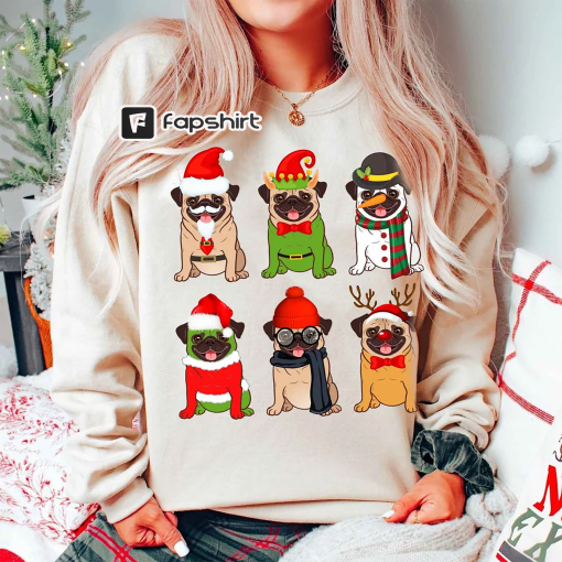 Christmas Pug Dog Sweatshirt, Christmas Dogs Crewneck, Christmas Dog Jumper,Christmas Dog Mom Era,Pitbull Dog Sweater,Pitbull Sweatshirt