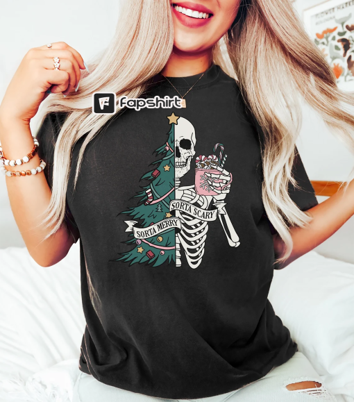 Sorta Merry Sorta Scary Shirt, Dead Inside Skeleton Christmas Shirt, Sarcastic Christmas Shirt Merry Christmas Shirt, Funny Christmas Gifts