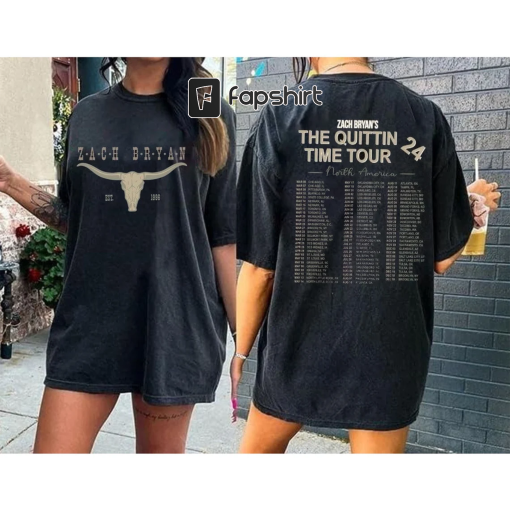 Retro Zach Bryan North America Tour T-Shirt, The Quittin Time 2024 Tour Sweatshirt, Country Music Singer, Western Cowboy Tee, Gift For Fan