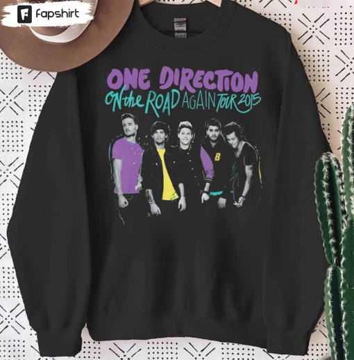 Vintage 1D On The Road Agan Tour Shirt 1Direction Band Unisex Hoodie One D On the Road Again Tour 2015 Merch Sweatshirt