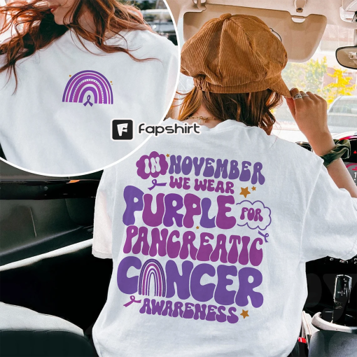 Pancreatic Cancer Support Shirts, Diabetes Awareness Tee, Purple Ribbon T-Shirt, In November Wear Purple, Pancreatic Cancer Survivor