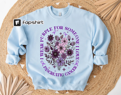 I Wear Purple for Pancreatic Cancer Shirt, Wildflower Pancreatic Cancer Awareness Shirts, Inspirational Gift for Pancreatic Cancer Survivor