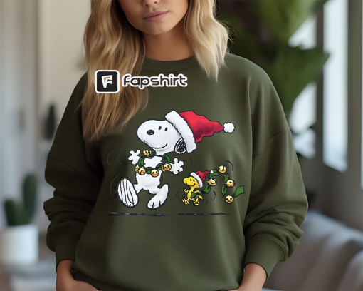 Charlie and the Snoopy Christmas Sweatshirt, Christmas Cartoon Dog Sweatshirt, Christmas Gift, Vintage Sweatshirt