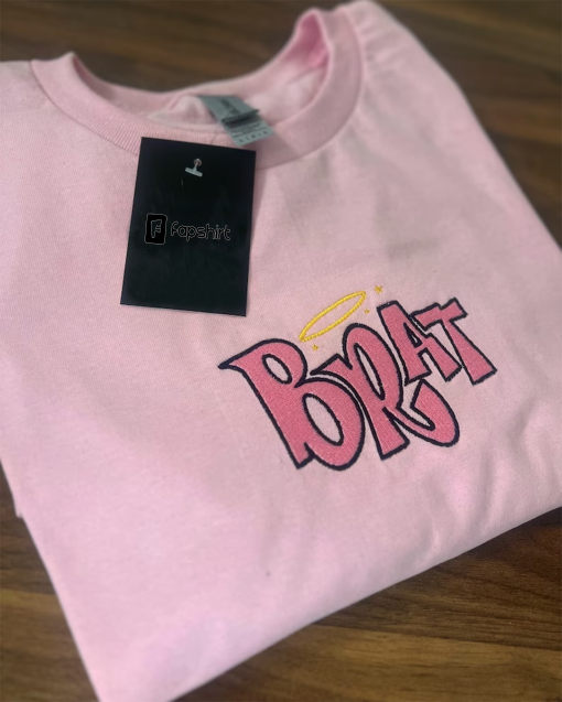 Bratz T Shirt, Brat Tee, Y2K Themed T Shirt, Y2K, Embroidered T Shirt, Embroidered Tee, Pink Aesthetic, Cute Gift Idea for Her